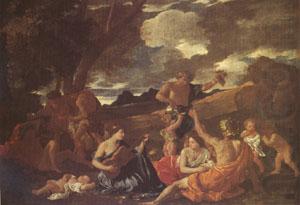 The Andrians Known as the Great Bacchanal with Woman Playing a Lute (mk05), Nicolas Poussin